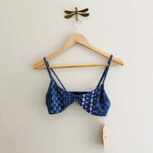 Faherty Harbor Bikini Top in Indigo Nadja Blockprint NWT size Medium